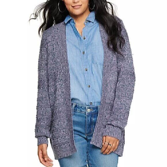 NEW NWT SONOMA Allover Stitch Cardigan Teal Lilac Lavender Pink Open Sweater XS - Picture 1 of 14